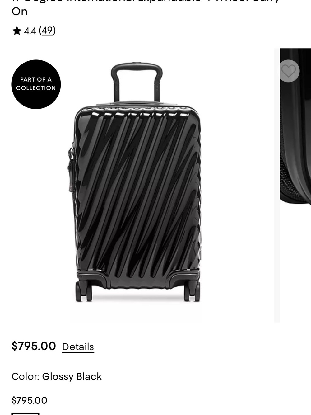 Tumi 19 Degree International Gunmetal Glossy Hard-Shell Carry-On Spinner Bag